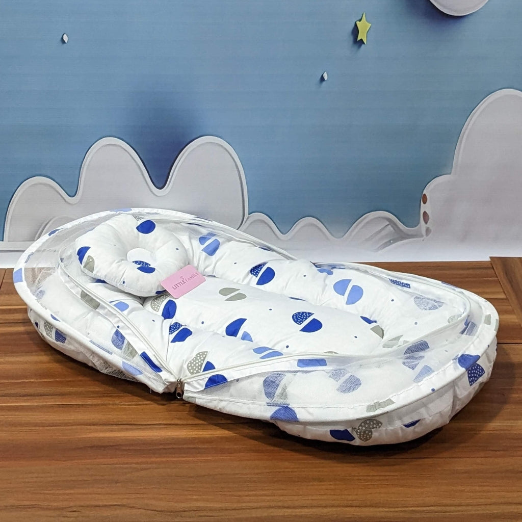 Elegant Blue & White Summer Mosquito Net with Pillow