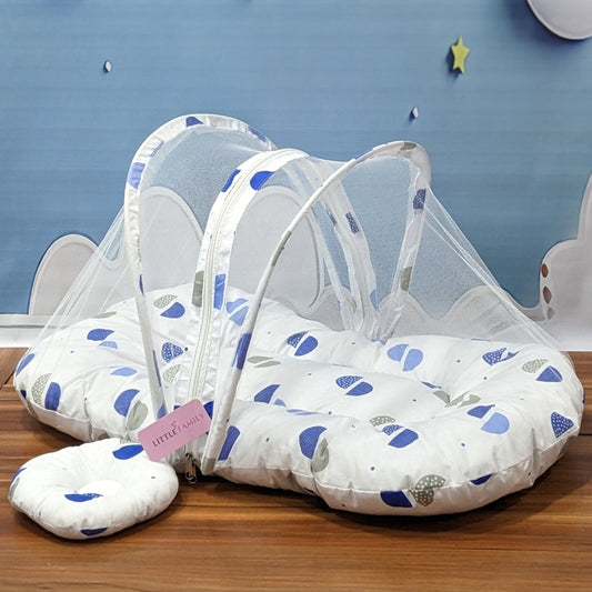 Elegant Blue & White Summer Mosquito Net with Pillow