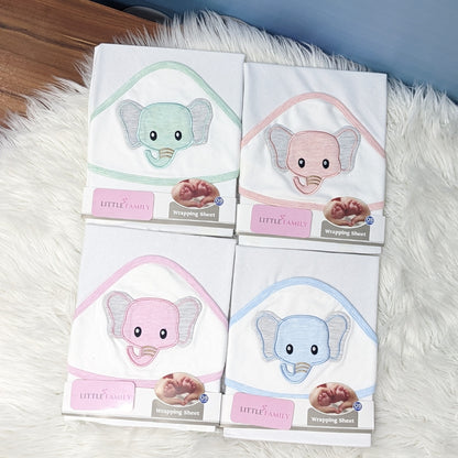 Premium Baby Hooded Wrapping Sheet | Elephant