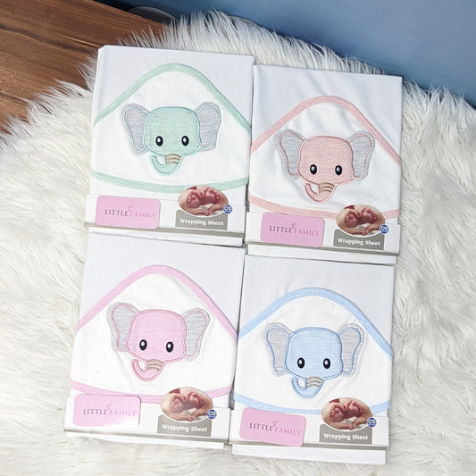 Premium Baby Hooded Wrapping Sheet | Elephant
