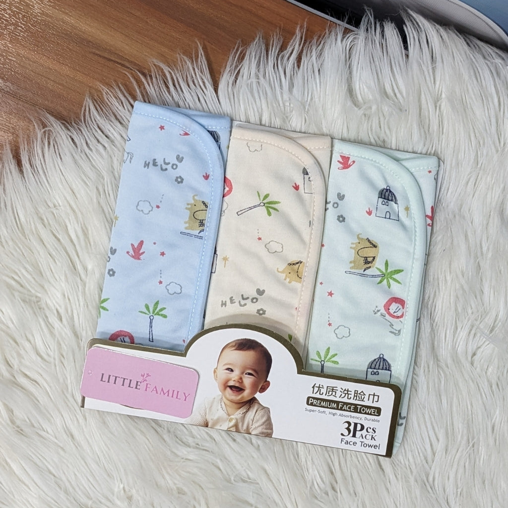 Premium Soft Cotton Baby Face Towels - Jungle