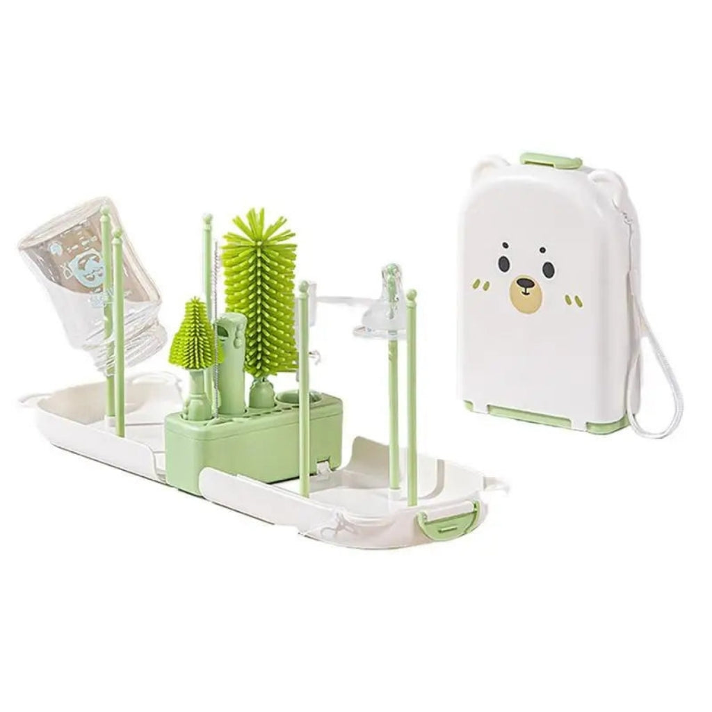 Baby Feeding Bottle Cleaner Brush Set | Multi-Purpose Bottle & Nipple Cleaning Kit with Drying Stand