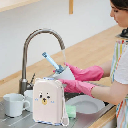 Baby Feeding Bottle Cleaner Brush Set | Multi-Purpose Bottle & Nipple Cleaning Kit with Drying Stand