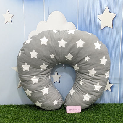Grey Star Theme Baby Feeding Pillow – Ergonomic Support for Breastfeeding Moms