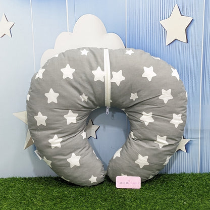 Grey Star Theme Baby Feeding Pillow – Ergonomic Support for Breastfeeding Moms