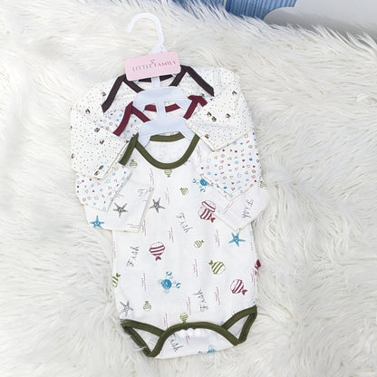 Premium Baby Bodysuits – Pack of 3 | Fish Print