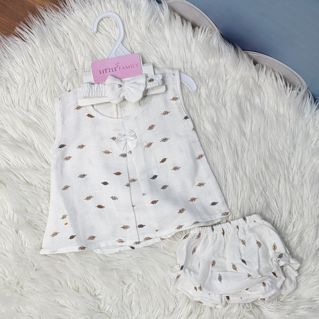 Premium Baby Frock Set with Nappy & Headband