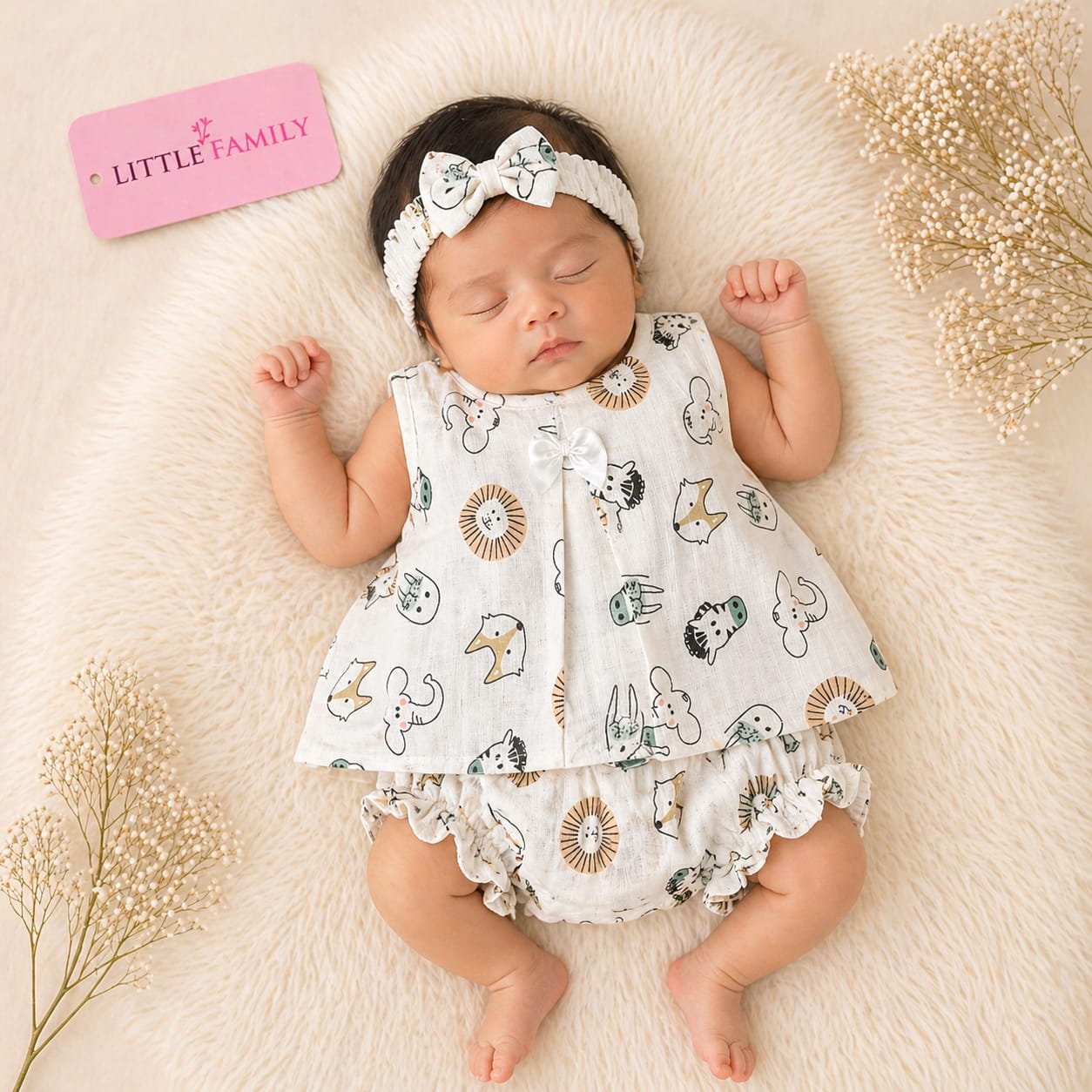 Premium Baby Frock Set with Nappy & Headband