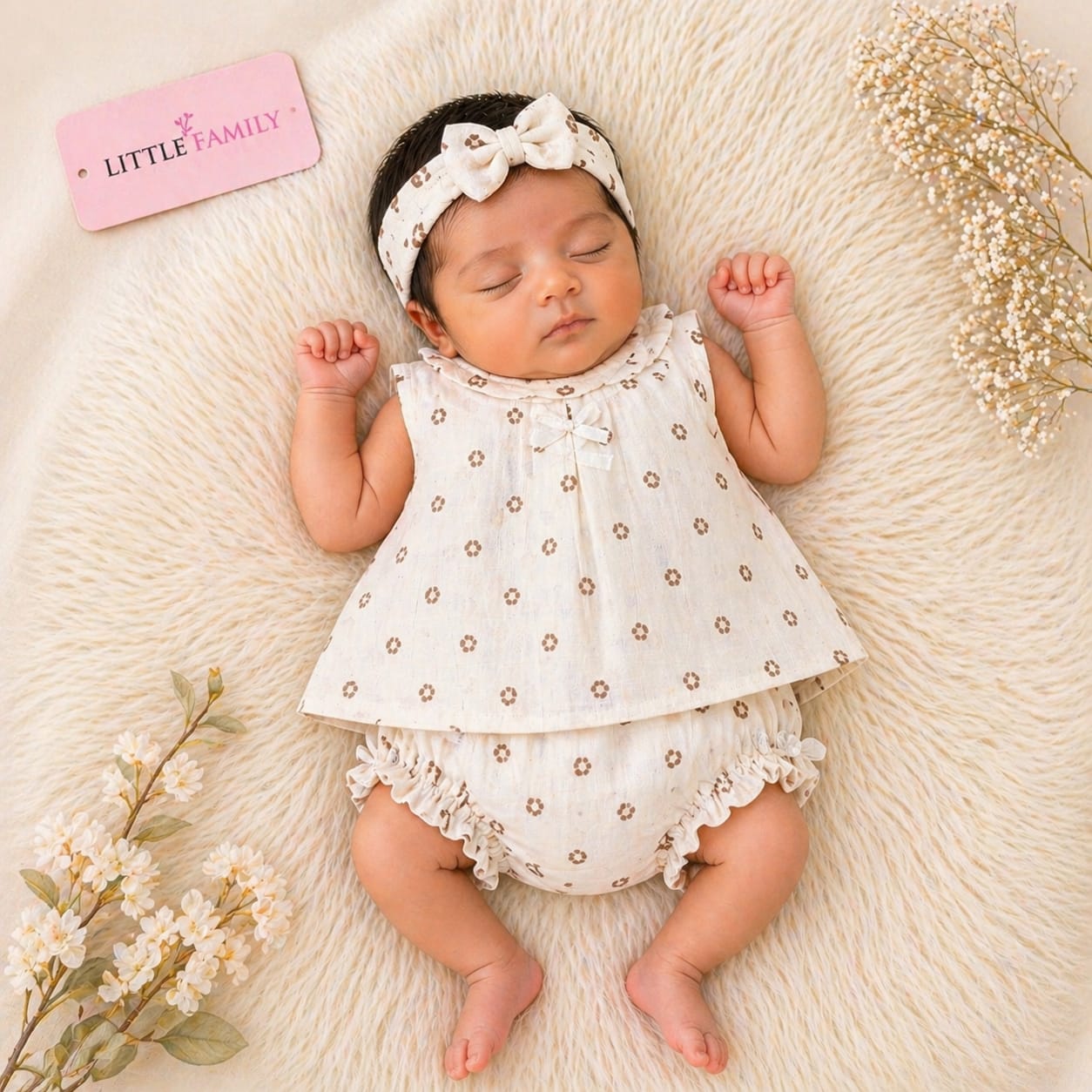 Premium Baby Frock Set with Nappy & Headband