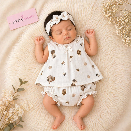 Premium Baby Frock Set with Nappy & Headband