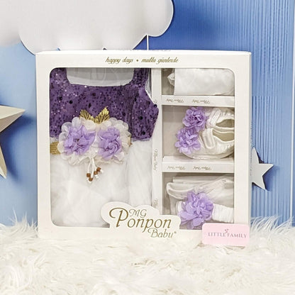 Premium Newborn Baby Frock Set | Dark Purple