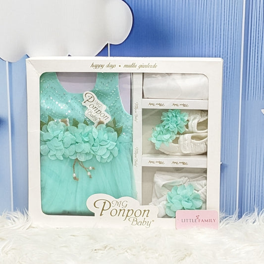 Premium Newborn Baby Frock Set | Green