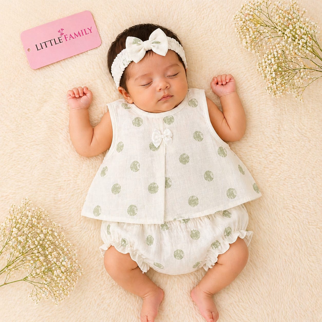 Premium Baby Frock Set with Nappy & Headband