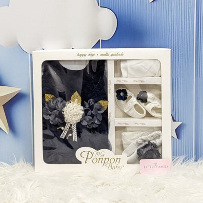 Premium Newborn Baby Frock Set | Navy Blue