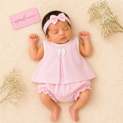 Premium Baby Frock Set with Nappy & Headband