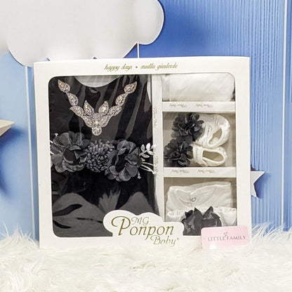Premium Newborn Baby Frock Set | Princess Edition - Black