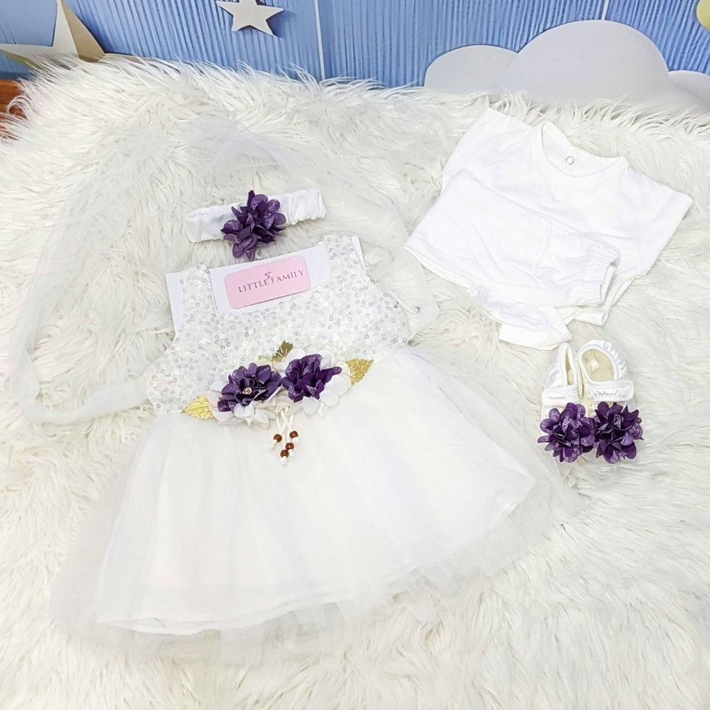 Premium Newborn Baby Frock Set | White