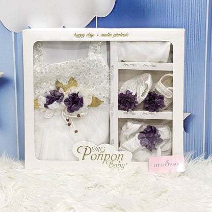 Premium Newborn Baby Frock Set | White