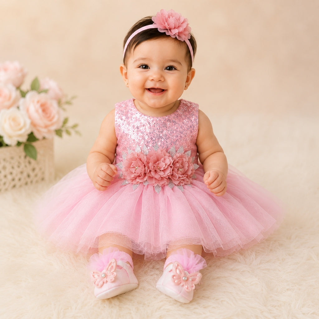 Premium Newborn Baby Frock Set | Pink