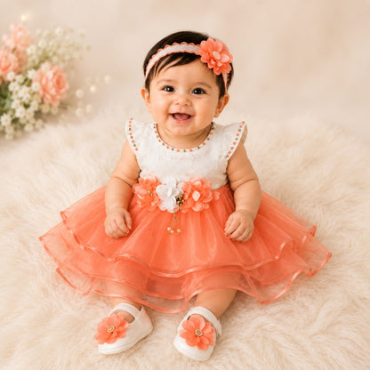 F-1435 Premium Baby Frock Set – Elegant 5-Piece Outfit