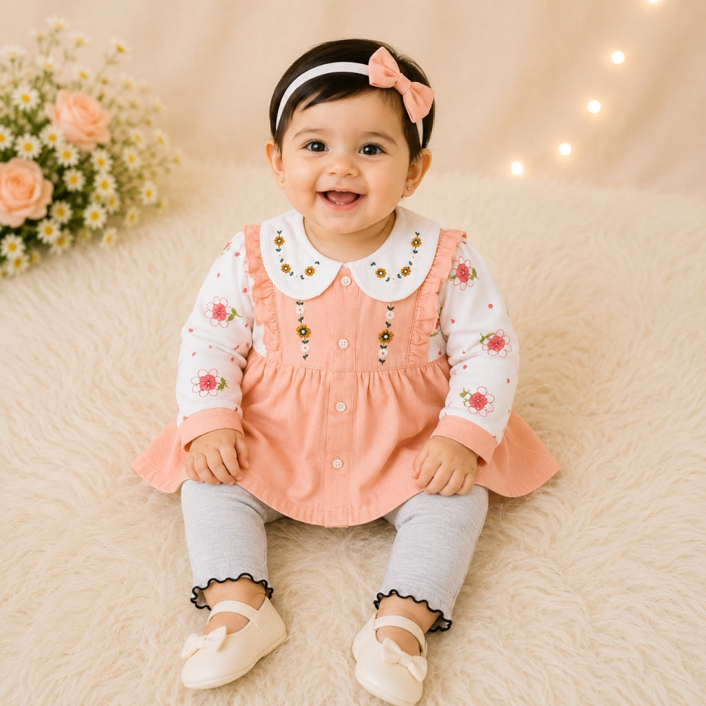 Floral Dreams Winter Frock & Trouser Set