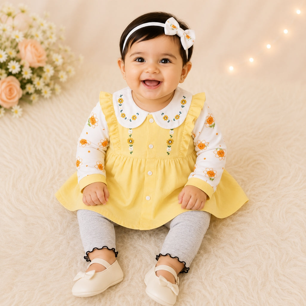 Floral Dreams Winter Frock & Trouser Set
