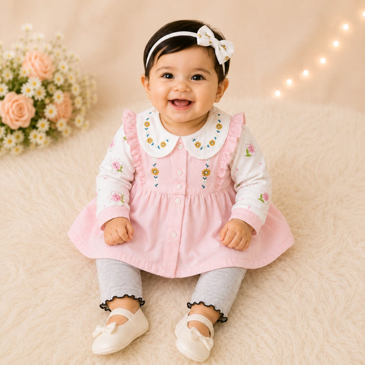 Floral Dreams Winter Frock & Trouser Set