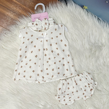 Premium Baby Frock Set with Nappy & Headband
