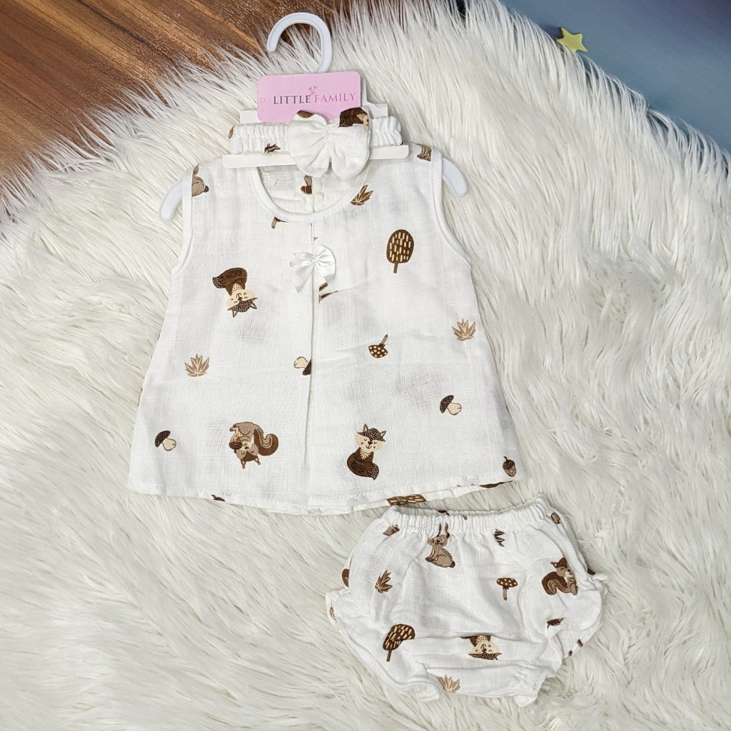 Premium Baby Frock Set with Nappy & Headband