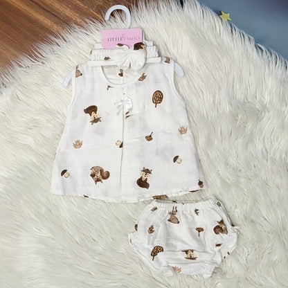 Premium Baby Frock Set with Nappy & Headband
