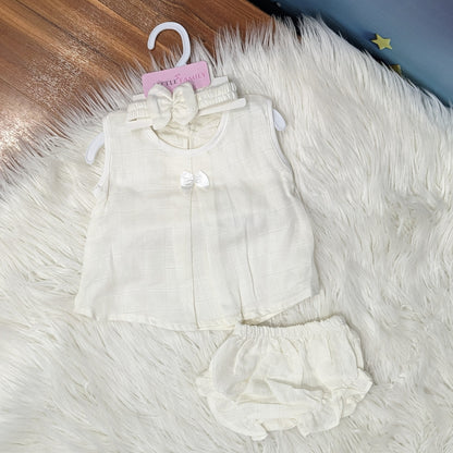 Premium Baby Frock Set with Nappy & Headband
