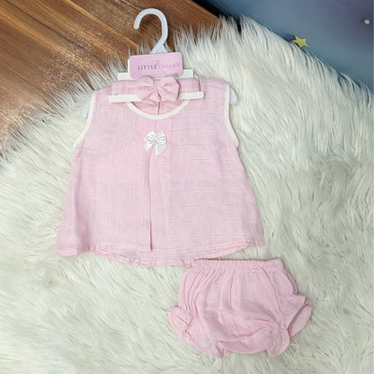 Premium Baby Frock Set with Nappy & Headband