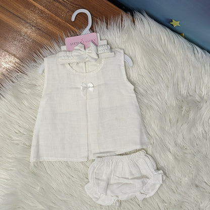 Premium Baby Frock Set with Nappy & Headband