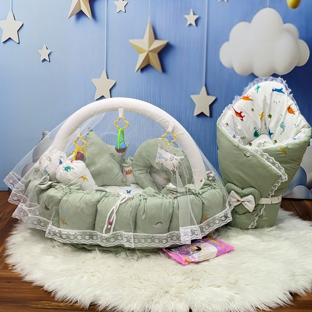 Premium 12-Piece Baby Bedding Set | Green Plaine