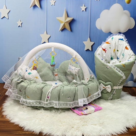 Premium 12-Piece Baby Bedding Set | Green Plaine