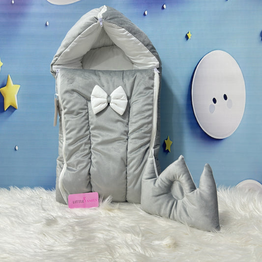 Velvet Baby Carry Nest - Soft Grey
