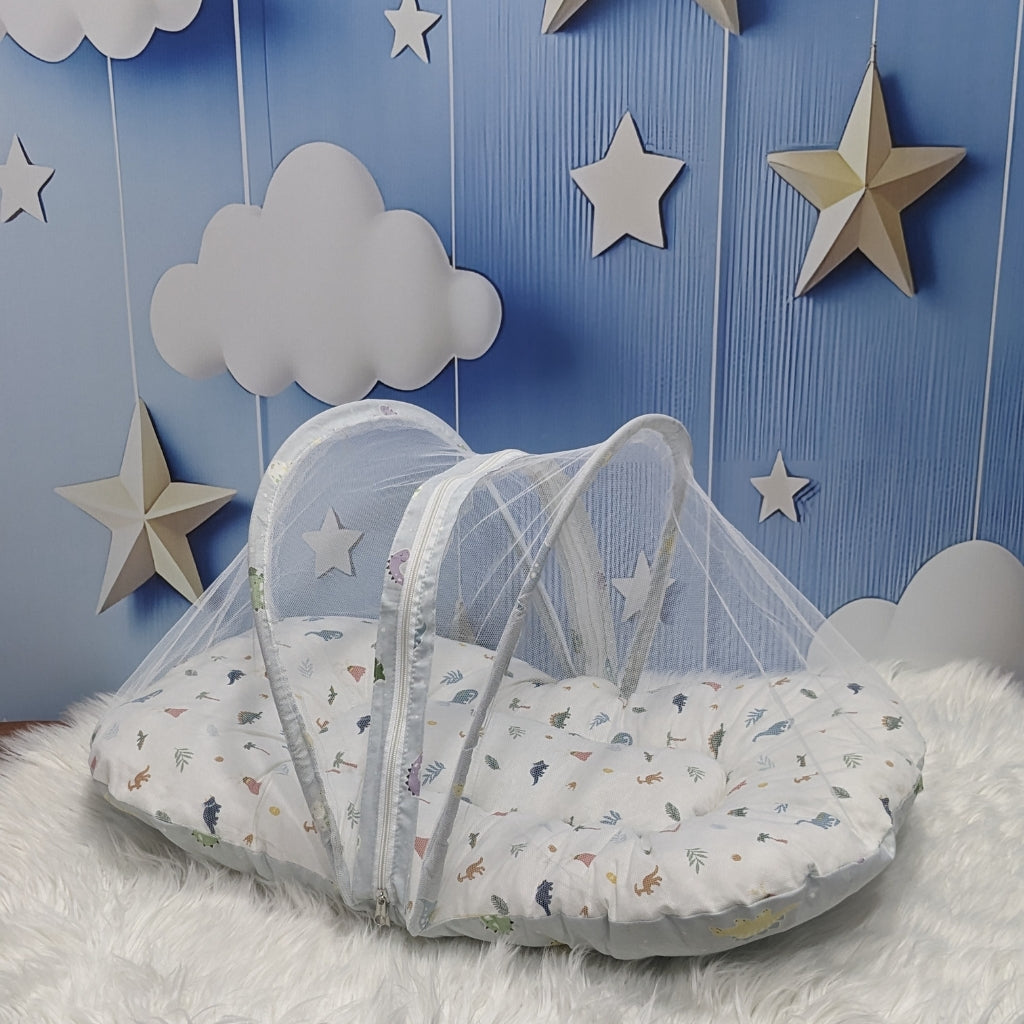 Soft Grey Dino Baby Bedding Set - 8 Pieces (Large)