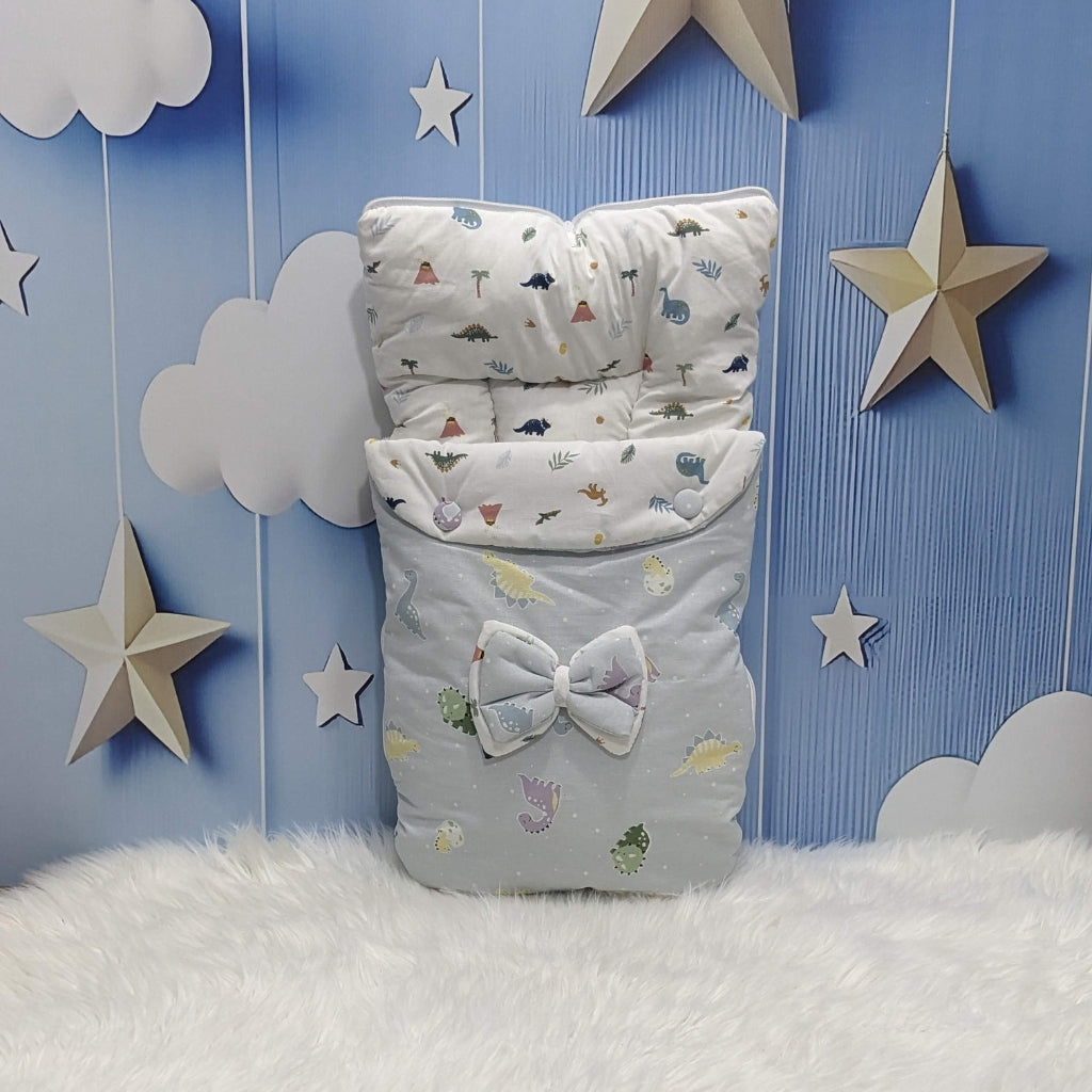 Soft Grey Dino Baby Bedding Set - 8 Pieces (Large)