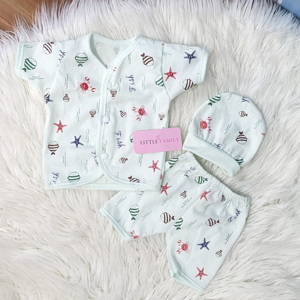 Newborn 3-Piece Cotton Outfit Set (Half) – Pack of 3