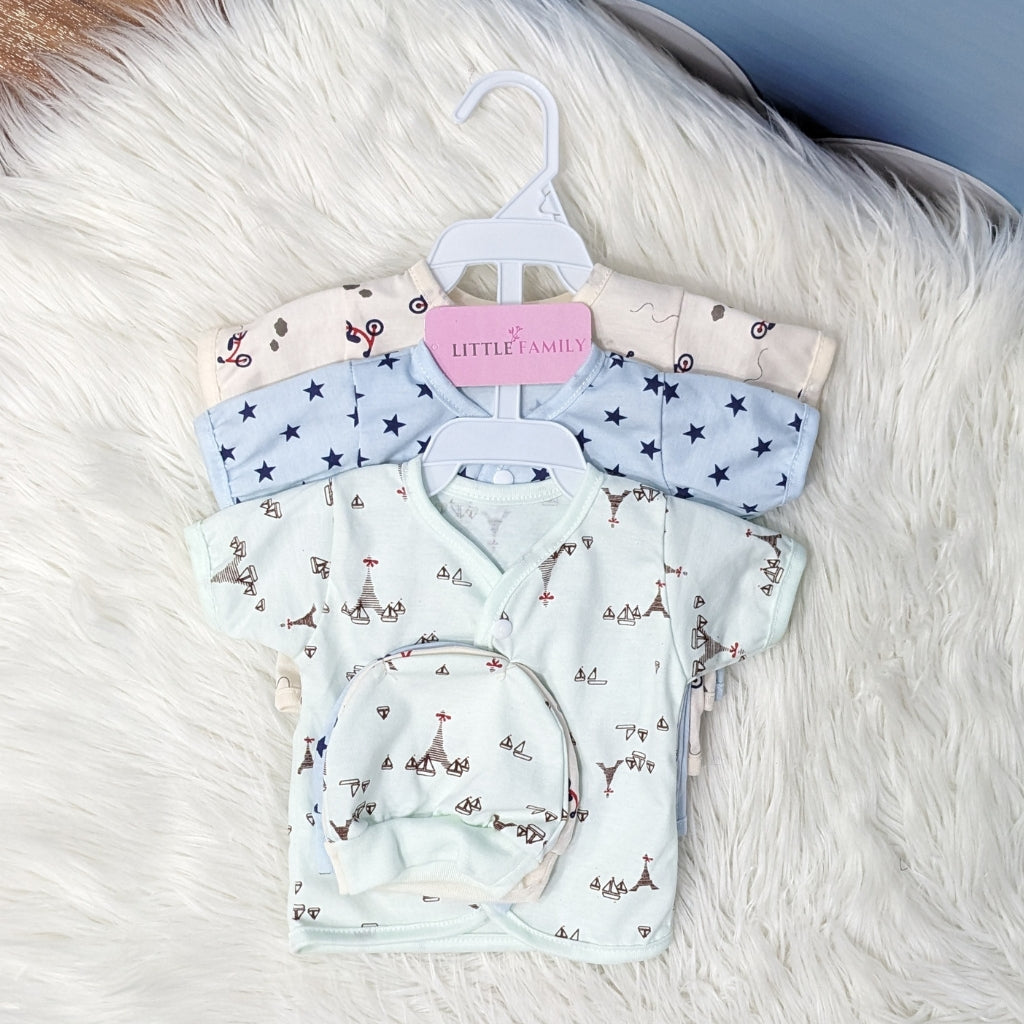 Newborn 3-Piece Cotton Outfit Set (Half) – Pack of 3