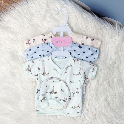 Newborn 3-Piece Cotton Outfit Set (Half) – Pack of 3
