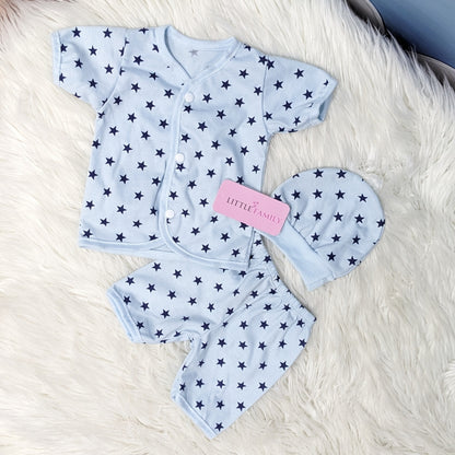 Newborn 3-Piece Cotton Outfit Set (Half) – Pack of 3