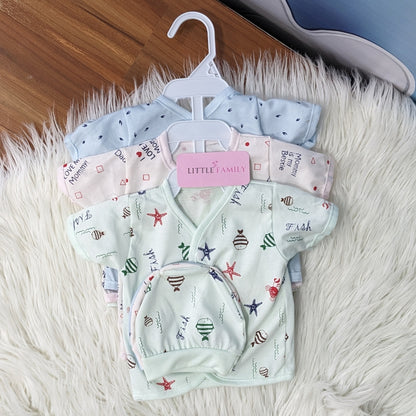Newborn 3-Piece Cotton Outfit Set (Half) – Pack of 3