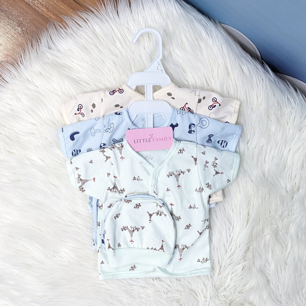 Newborn 3-Piece Cotton Outfit Set (Half) – Pack of 3
