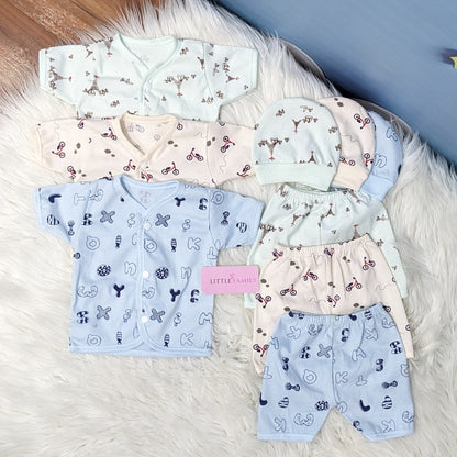 Newborn 3-Piece Cotton Outfit Set (Half) – Pack of 3