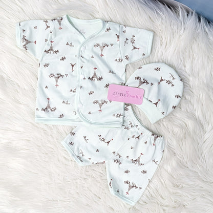 Newborn 3-Piece Cotton Outfit Set (Half) – Pack of 3