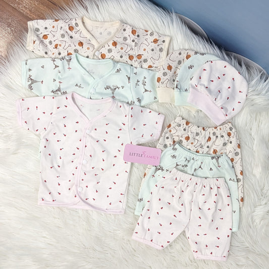 Newborn 3-Piece Cotton Outfit Set (Half) – Pack of 3