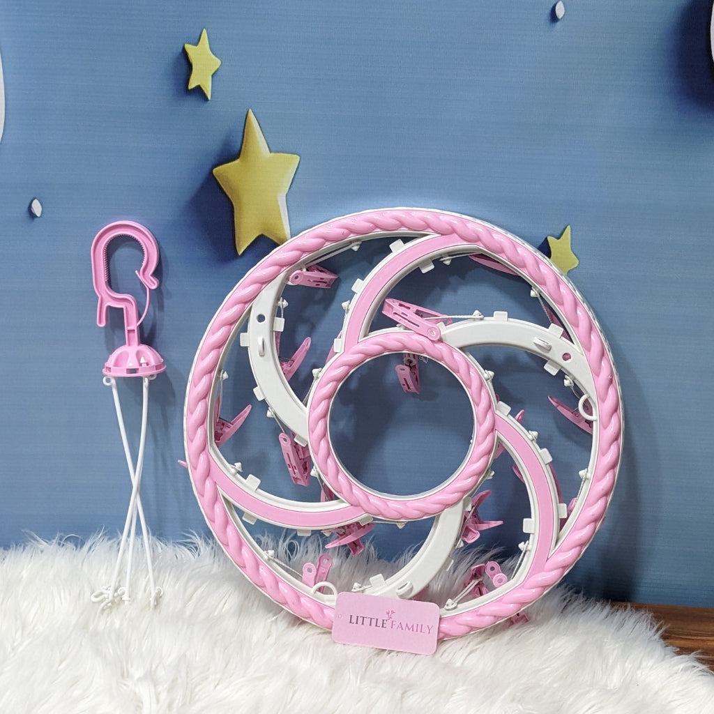 Space-Saving Baby Clothes Drying Hanger with Clips Round