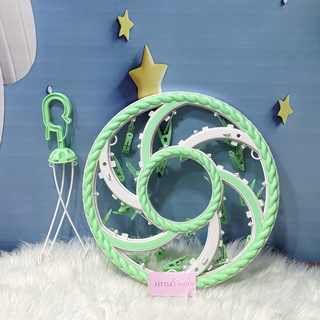 Space-Saving Baby Clothes Drying Hanger with Clips Round