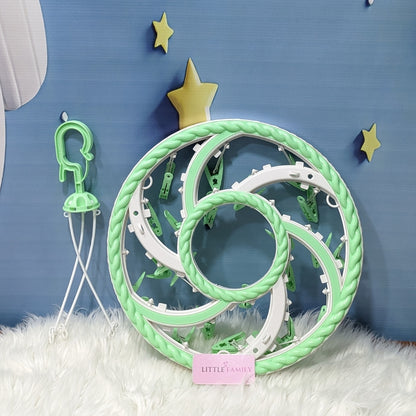 Space-Saving Baby Clothes Drying Hanger with Clips Round